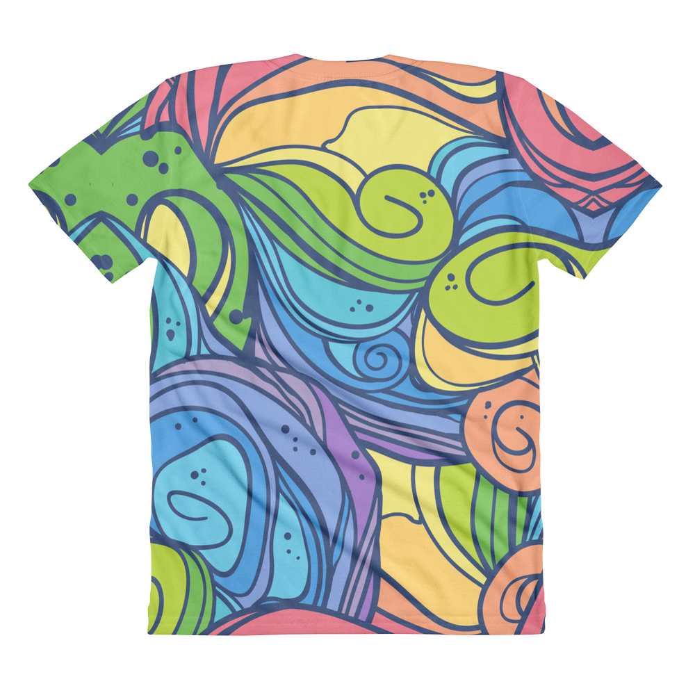 Rainbow Waves Pattern // Ultra Light All-Over Printed Women’s T-shirt // Is Life Apparel - Is Life Apparel