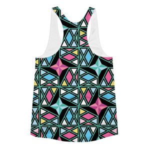 Triangle and Diamond Pattern // Ultra Light All-Over Printed Women's Racerback Tank // Is Life Apparel - Is Life Apparel