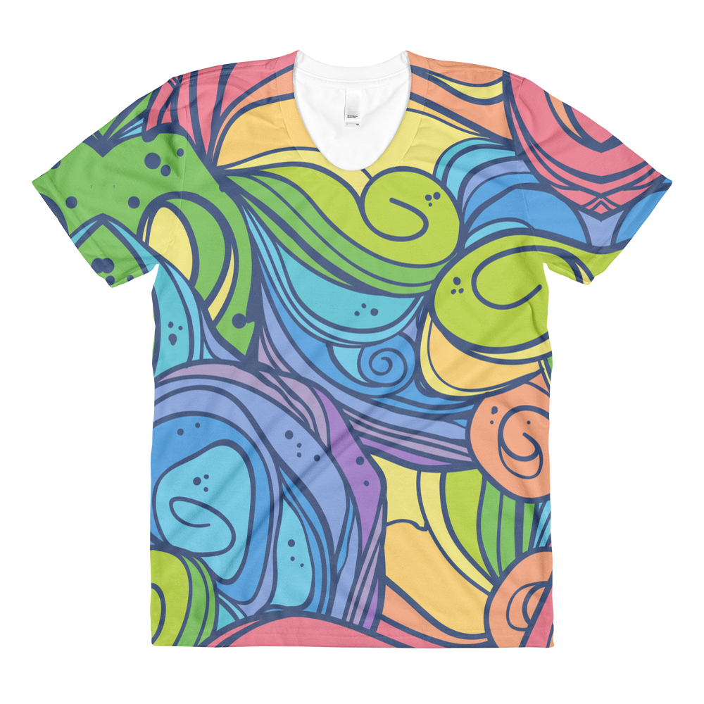 Rainbow Waves Pattern // Ultra Light All-Over Printed Women’s T-shirt // Is Life Apparel - Is Life Apparel