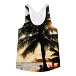 Hawaiian Palm Tree // Ultra Light All-Over Printed Women's Racerback Tank // Is Life Apparel - Is Life Apparel
