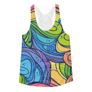 Rainbow Waves Pattern // Ultra Light All-Over Printed Women's Racerback Tank // Is Life Apparel - Is Life Apparel
