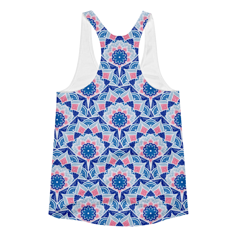 Small Orient Flower // Ultra Light All-Over Printed Women's Racerback Tank // Is Life Apparel - Is Life Apparel