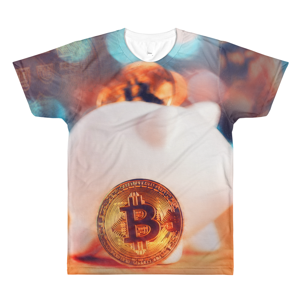 Bitcoin In The Bank // Ultra Light All-Over Printed Men's T-Shirt // Is Life Apparel - Is Life Apparel