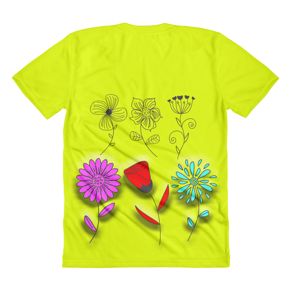 Hand Drawn Flower // Ultra Light All-Over Printed Women’s T-shirt // Is Life Apparel - Is Life Apparel