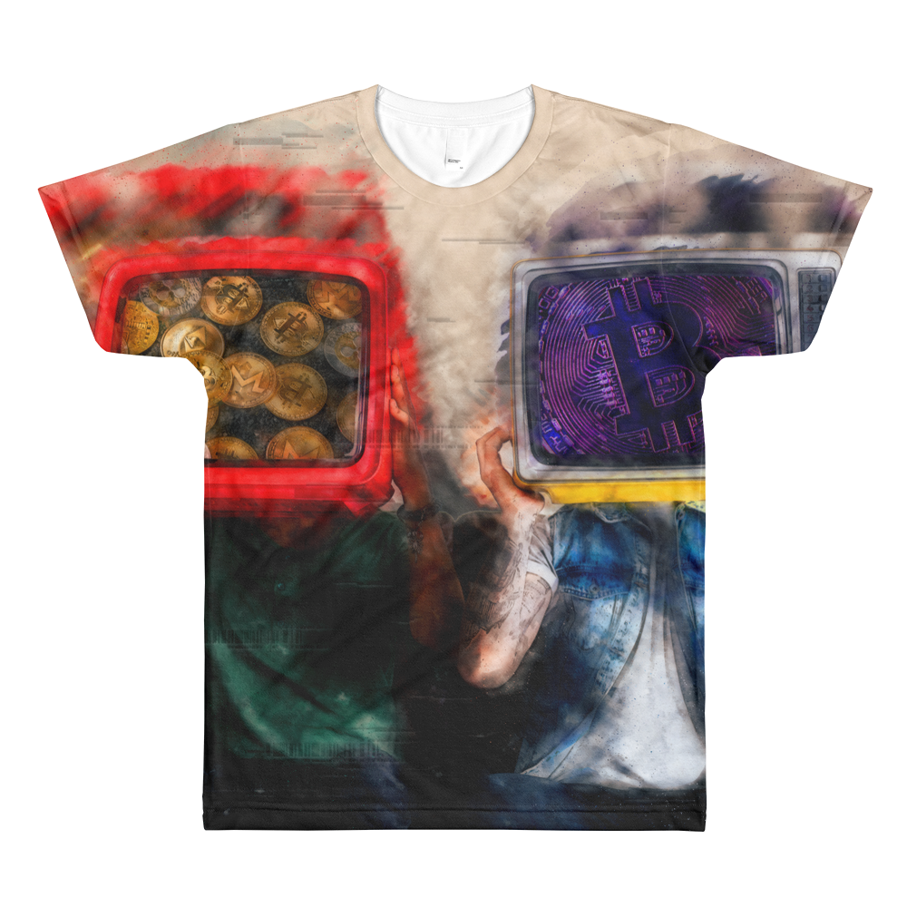 Bitcoin On My Brain // Ultra Light All-Over Printed Men's T-Shirt // Is Life Apparel - Is Life Apparel