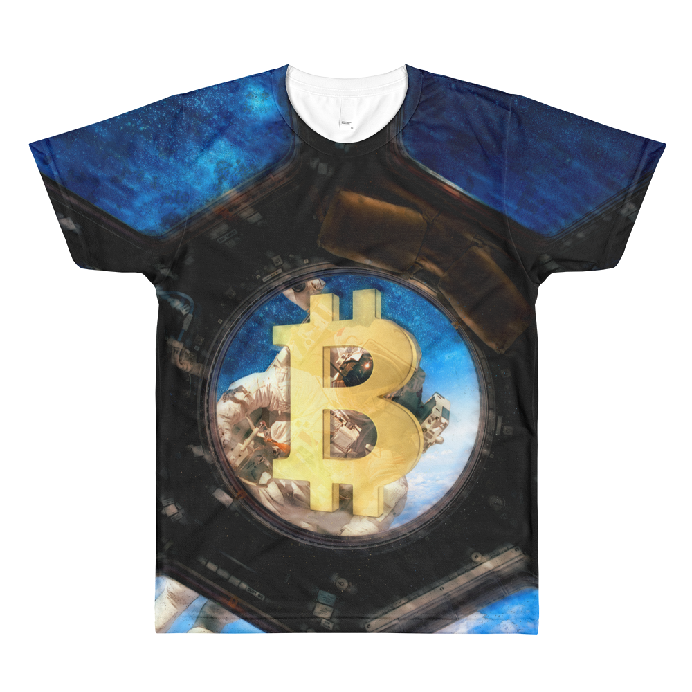 Bitcoin Spaceship // Ultra Light All-Over Printed Men's T-Shirt // Is Life Apparel - Is Life Apparel