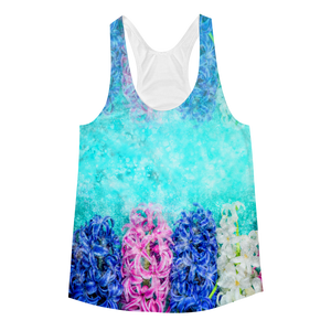 Hyacinth Flower // Ultra Light All-Over Printed Women's Racerback Tank // Is Life Apparel - Is Life Apparel
