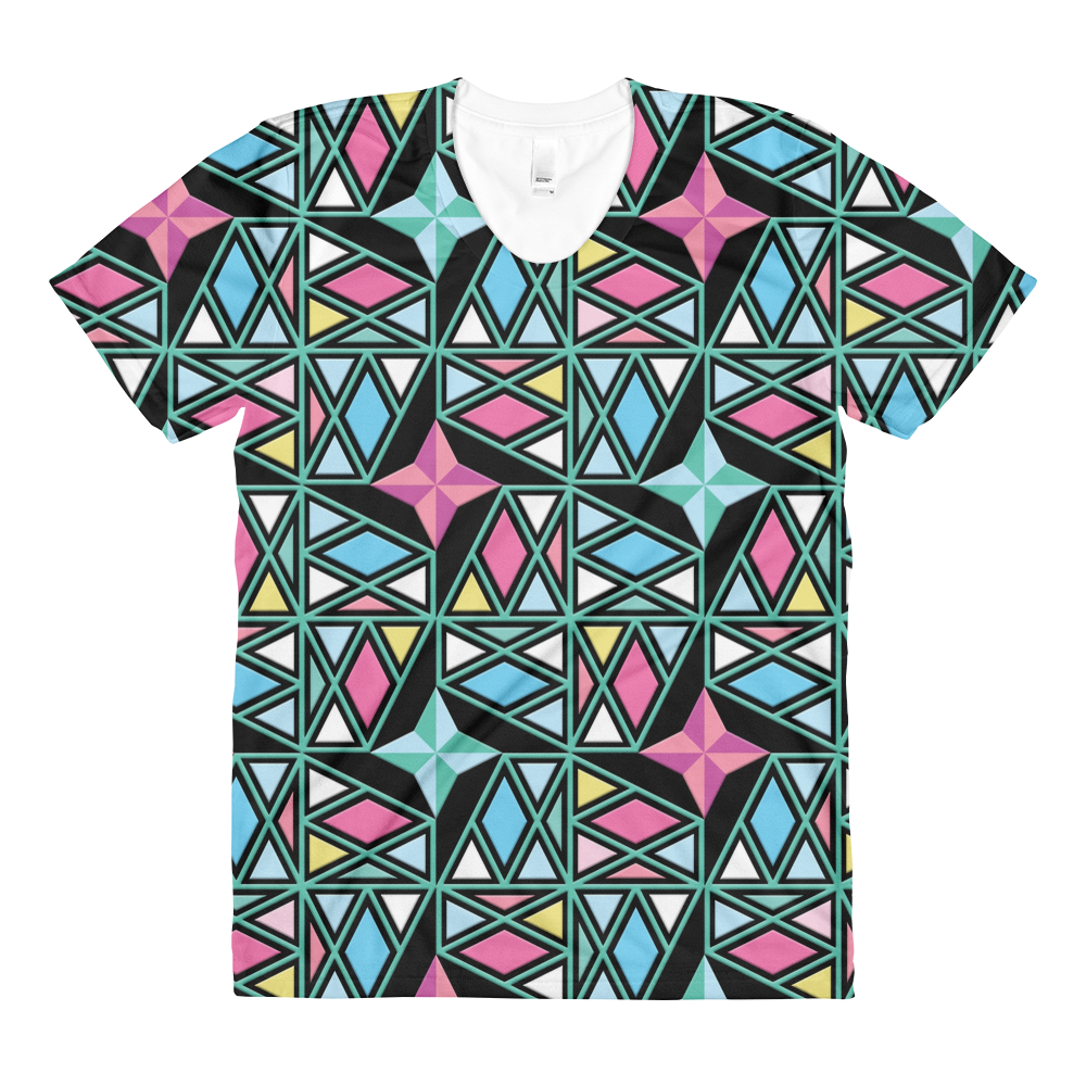 Triangle and Diamond Pattern // Ultra Light All-Over Printed Women’s T-shirt // Is Life Apparel - Is Life Apparel