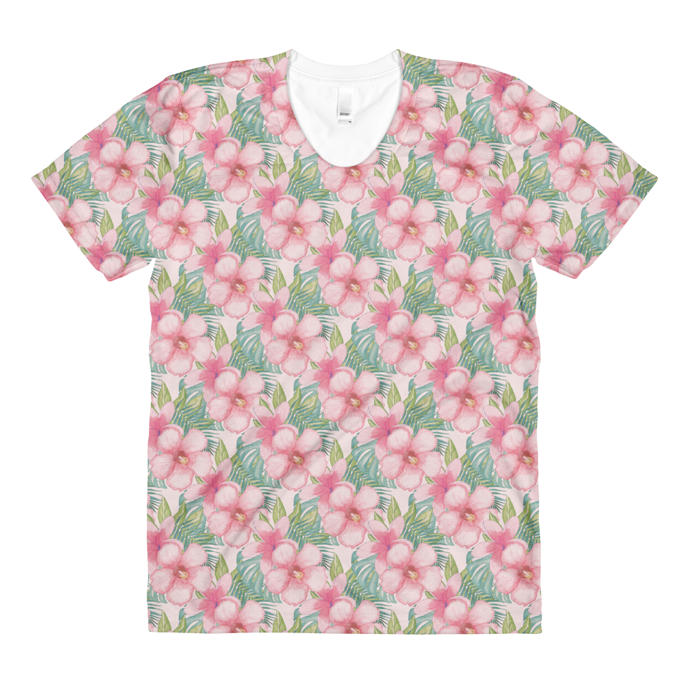 Aloha Flowers // Ultra Light All-Over Printed Women’s T-shirt // Is Life Apparel - Is Life Apparel