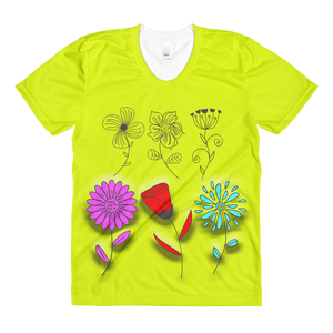 Hand Drawn Flower // Ultra Light All-Over Printed Women’s T-shirt // Is Life Apparel - Is Life Apparel