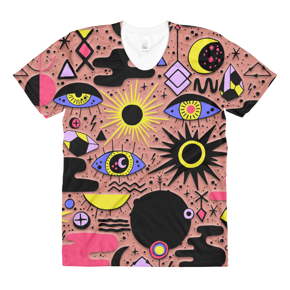 Eclipse Pattern // Ultra Light All-Over Printed Women’s T-shirt // Is Life Apparel - Is Life Apparel