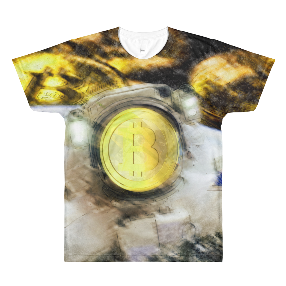 Bitcoin Astronaut // Ultra Light All-Over Printed Men's T-Shirt // Is Life Apparel - Is Life Apparel