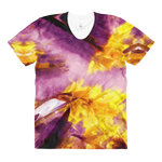 Narcissus Yellow & Pink // Ultra Light All-Over Printed Women’s T-shirt // Is Life Apparel - Is Life Apparel