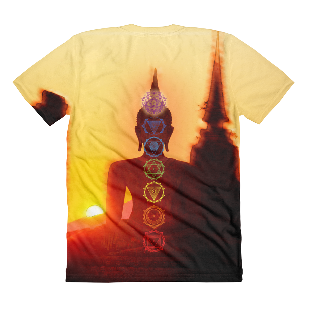 Buddha With Chakras // Ultra Light All-Over Printed Women’s T-shirt // Is Life Apparel - Is Life Apparel