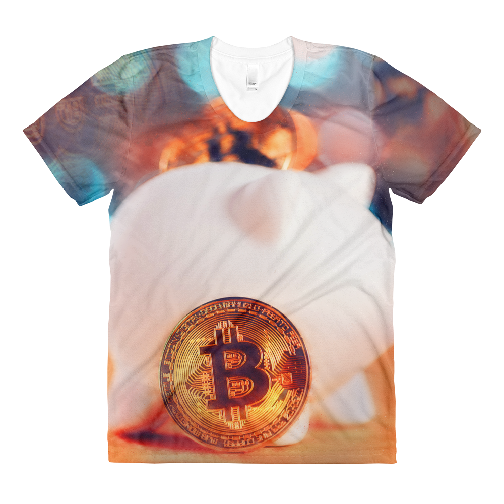 Bitcoin In The Bank // Ultra Light All-Over Printed Women’s T-shirt // Is Life Apparel - Is Life Apparel
