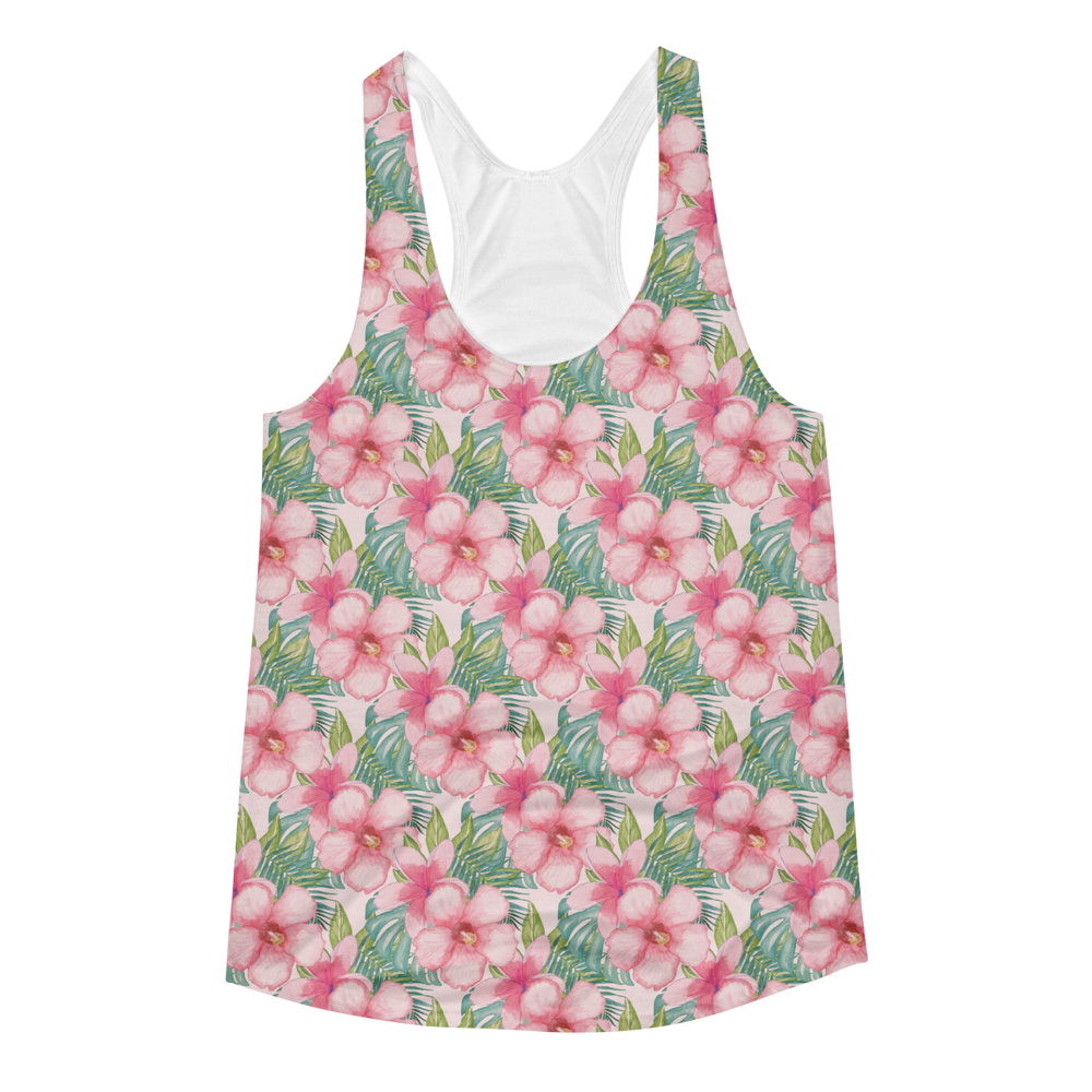 Aloha Flowers // Ultra Light All-Over Printed Women's Racerback Tank // Is Life Apparel - Is Life Apparel
