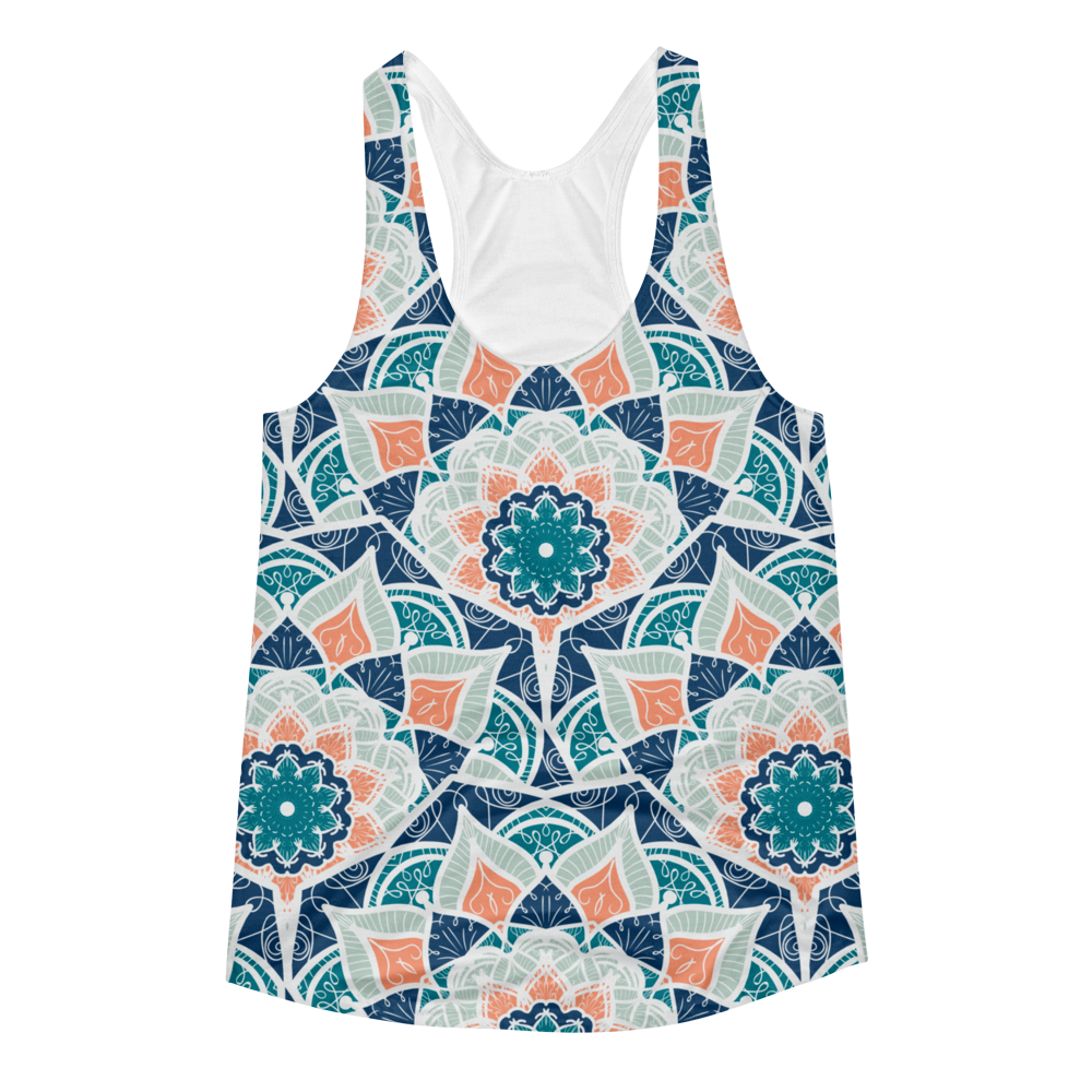 Large Orient Flower // Ultra Light All-Over Printed Women's Racerback Tank // Is Life Apparel - Is Life Apparel