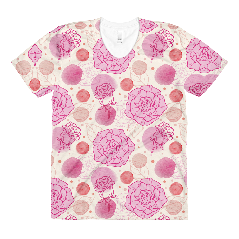 Pink Rose Pattern // Ultra Light All-Over Printed Women’s T-shirt // Is Life Apparel - Is Life Apparel