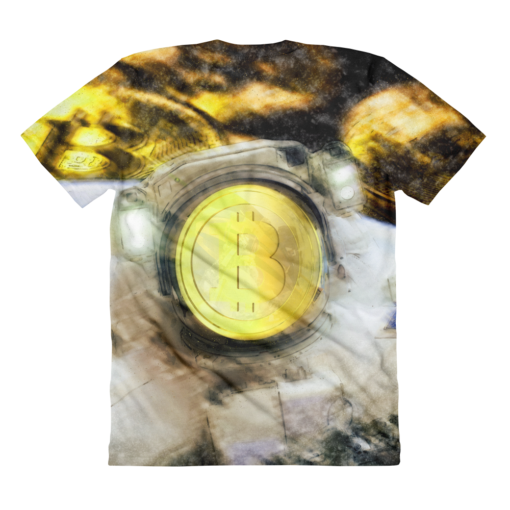 Bitcoin Astronaut // Ultra Light All-Over Printed Women’s T-shirt // Is Life Apparel - Is Life Apparel
