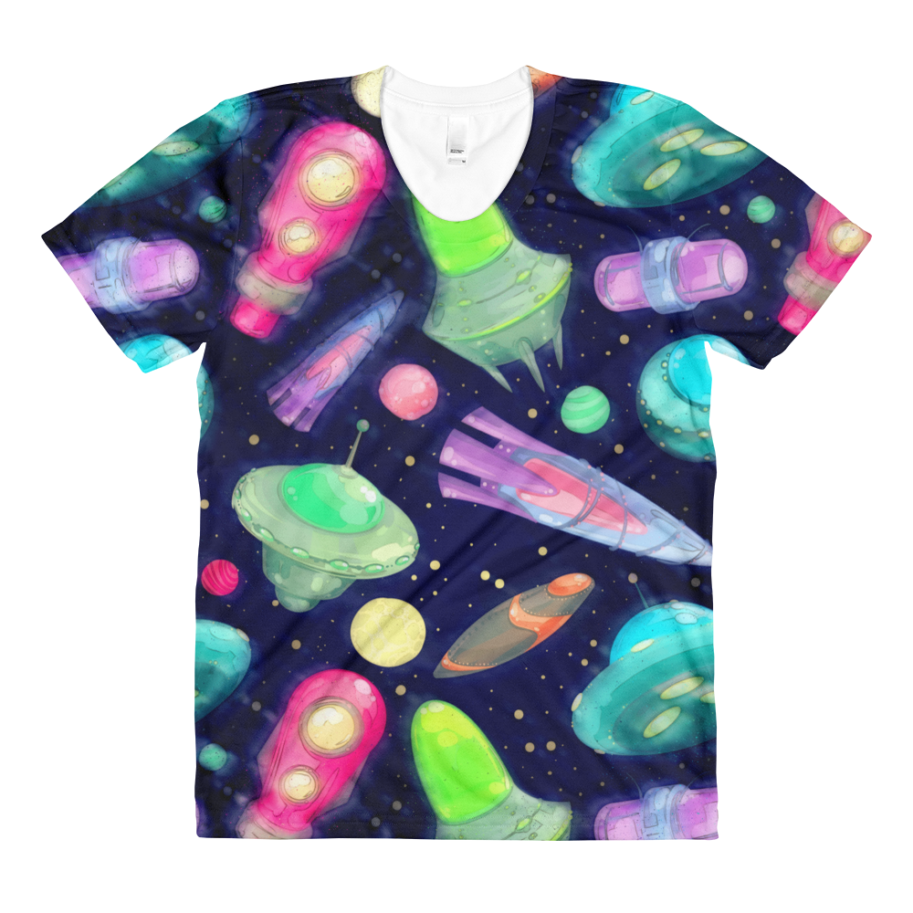 UFO's // Ultra Light All-Over Printed Women’s T-shirt // Is Life Apparel - Is Life Apparel