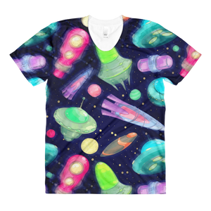 UFO's // Ultra Light All-Over Printed Women’s T-shirt // Is Life Apparel - Is Life Apparel