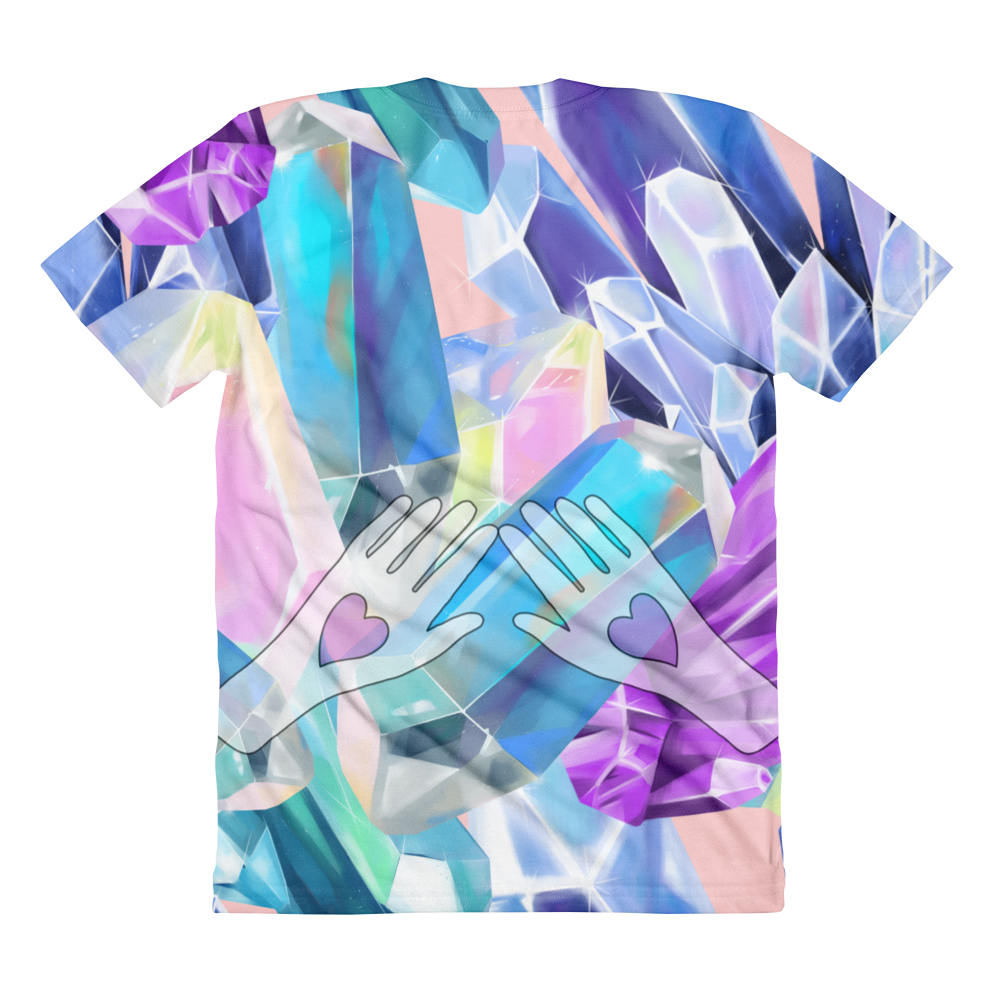 Crystals with Hearts // Ultra Light All-Over Printed Women’s T-shirt // Is Life Apparel - Is Life Apparel