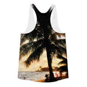 Hawaiian Palm Tree // Ultra Light All-Over Printed Women's Racerback Tank // Is Life Apparel - Is Life Apparel