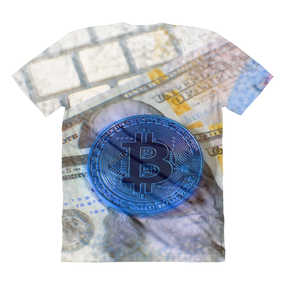 Bitcoin On $100 // Ultra Light All-Over Printed Women’s T-shirt // Is Life Apparel - Is Life Apparel