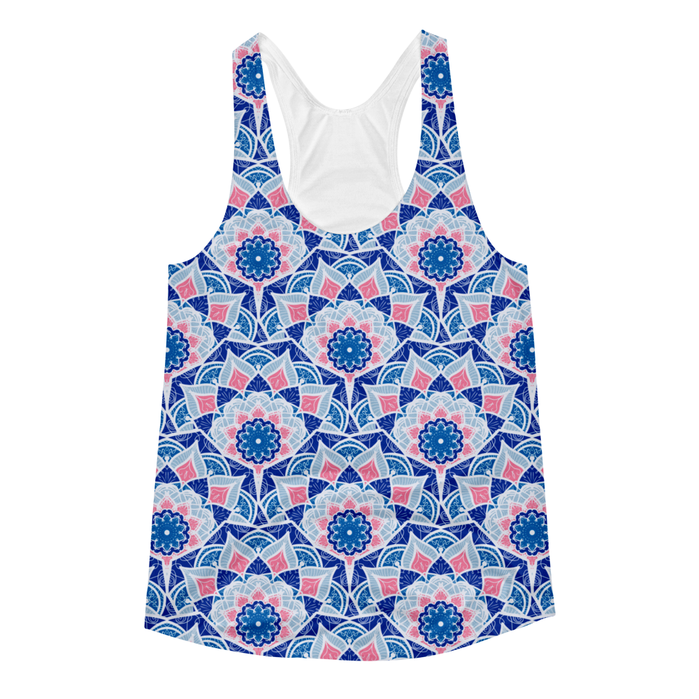 Small Orient Flower // Ultra Light All-Over Printed Women's Racerback Tank // Is Life Apparel - Is Life Apparel
