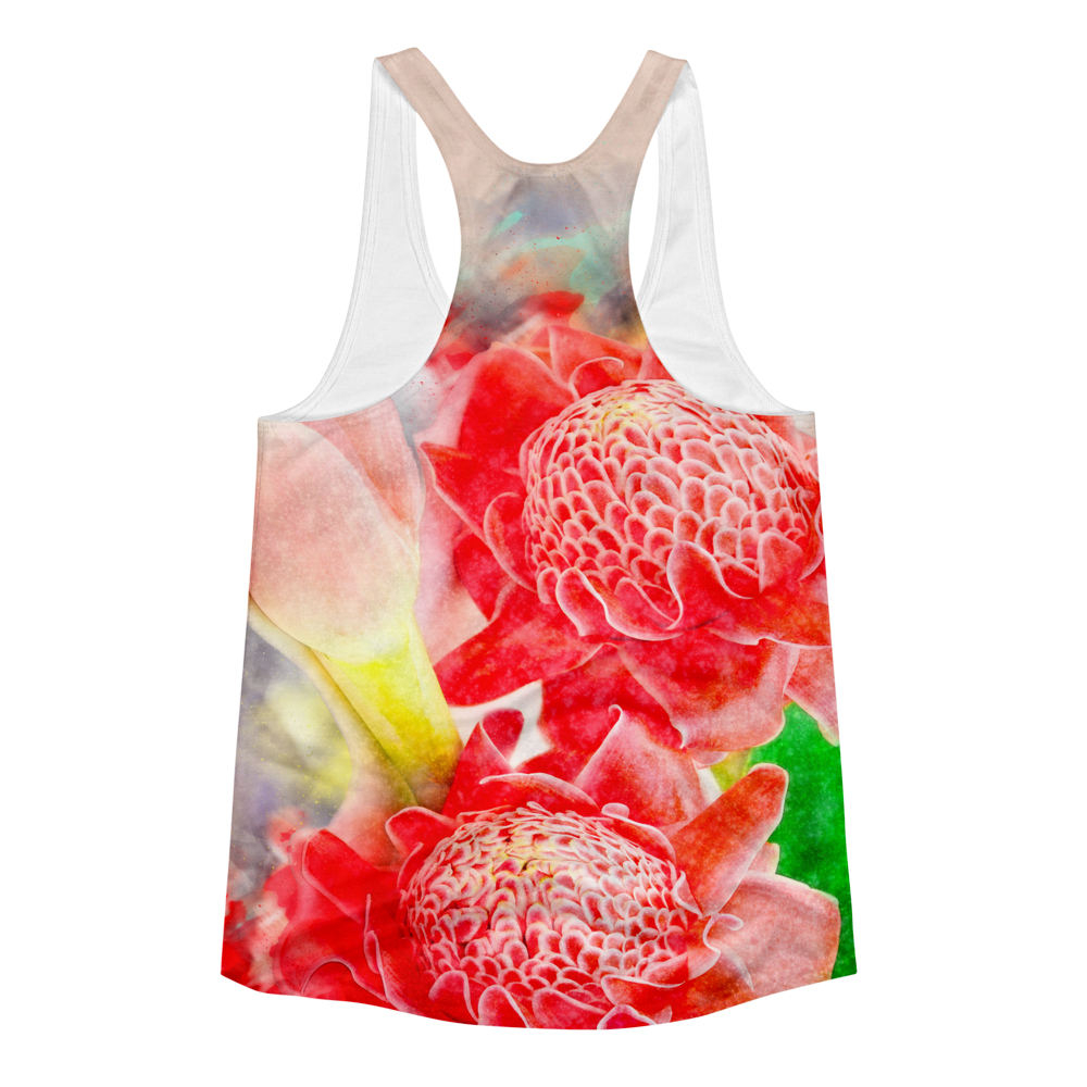 Torch Ginger Red // Ultra Light All-Over Printed Women's Racerback Tank // Is Life Apparel - Is Life Apparel