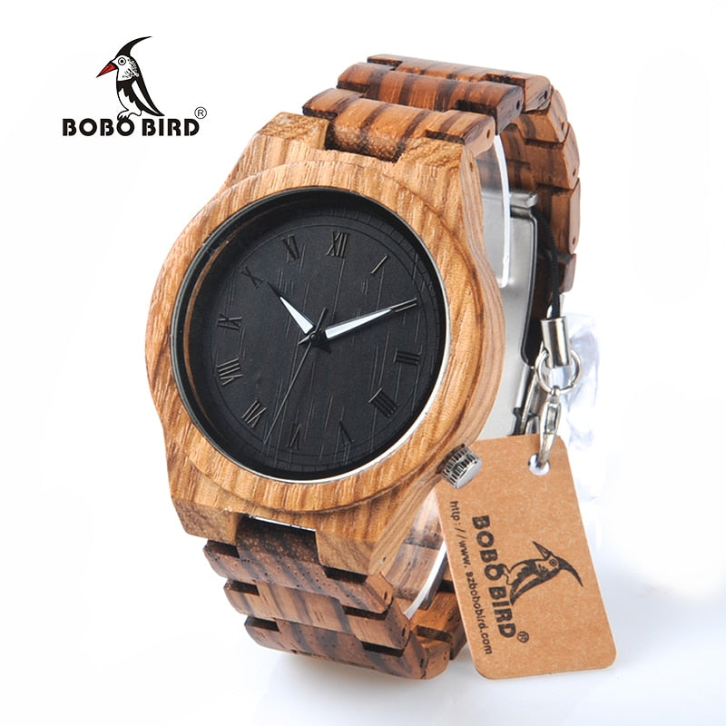 BOBO BIRD Zebra Wooden Quartz Watch